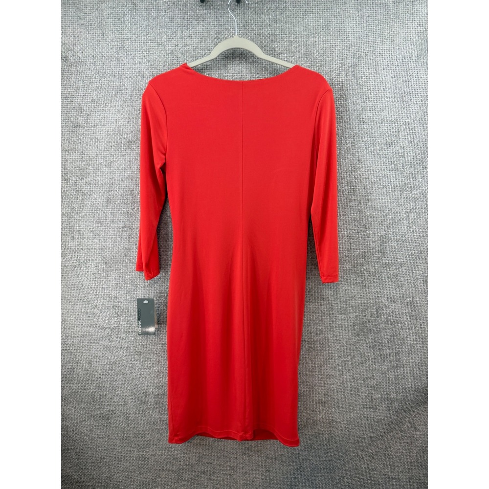 Donna Ricco Women's Size 6 Watermelon Red Cowl Neck Ruched Sheath Dress Classic